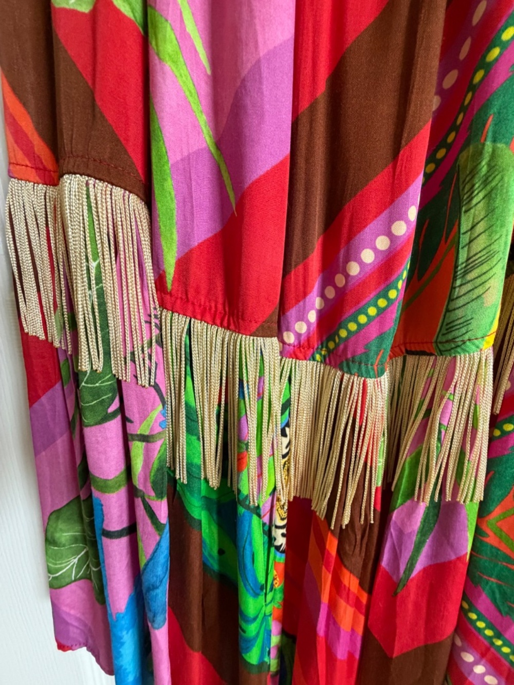 Anthropologie x Farm Rio Palila Fringed Midi Dress XL - Picture 3 of 8
